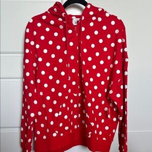 NEW Disney Minnie Mouse Hoodie Red Polka Dots with ears and bow Size Medium M